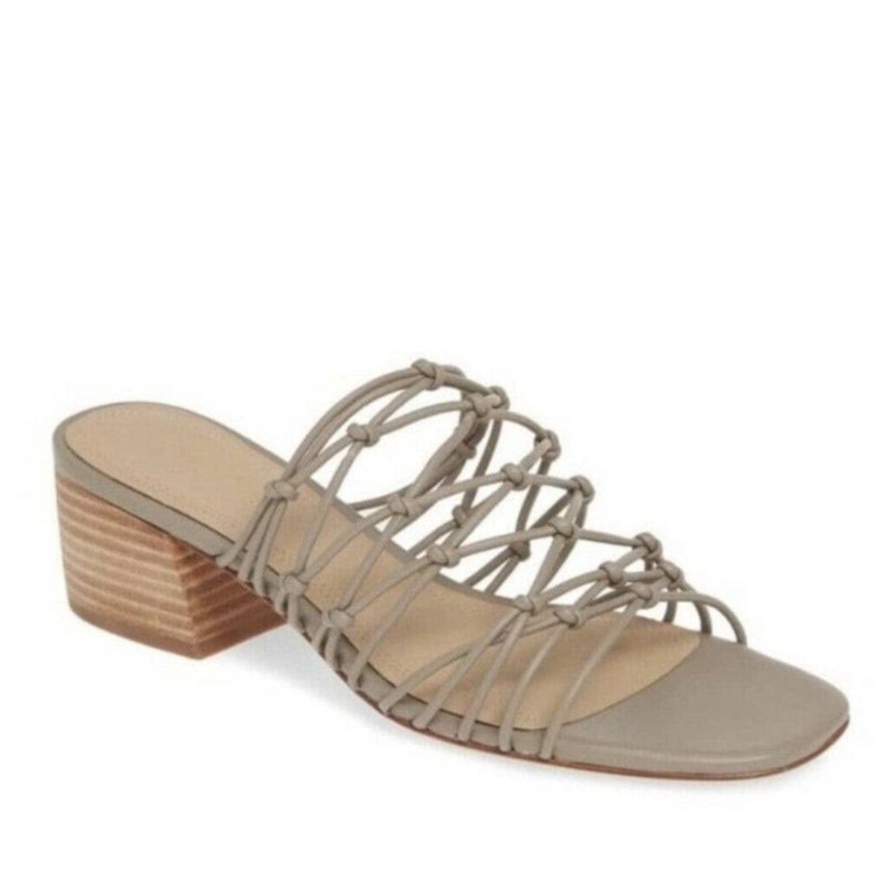 Nordstrom Signature “Leandra” gray block heel knotted sandals